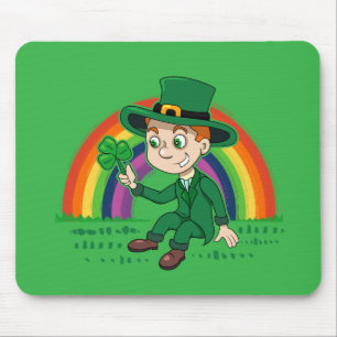 Alfombrilla De Ratón Personalizado lindo leprechaun con shamrock y arco