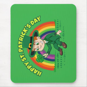 Alfombrilla De Ratón Personalizado lindo leprechaun con shamrock y arco