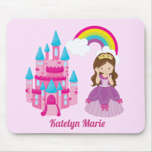 Alfombrilla De Ratón Personalizado lindo Princesa Rosa Castillo Hada Hi