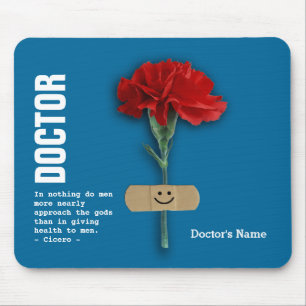 Alfombrilla De Ratón Personalizado Médica Nombre Red Carnation Gift