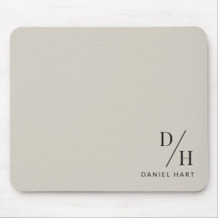 Alfombrilla De Ratón Personalizado Minimalista Inicial Nombre Beige
