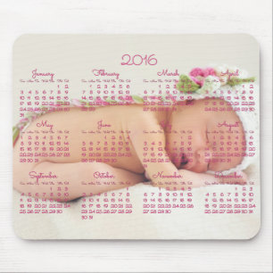 Alfombrilla De Ratón Personalizado Mouse Pad Calendario rosado 2016 Bab