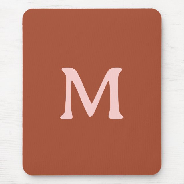 Alfombrilla De Ratón Personalizado Naranja quemado Monograma (Frente)