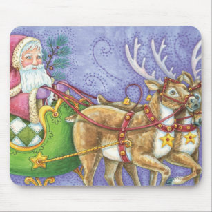 Alfombrilla De Ratón Personalizado Navidades Santa Claus Sleigh Reindee