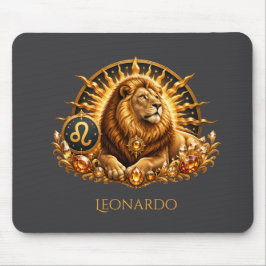 Alfombrilla De Ratón Personalizado signo zodiacal Leo gris dorado