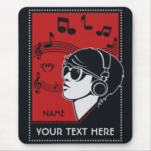 Alfombrilla De Ratón Personalizado Texto Art Deco Música mousepad