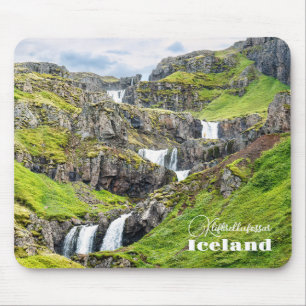 Alfombrilla De Ratón Personalizado Texto Klifbrekkufossar, Islandia