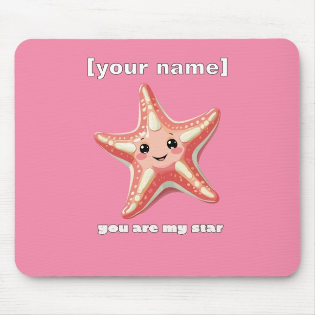 Alfombrilla De Ratón Personalizado Texto o Nombre Diseño Starfish (Frente)