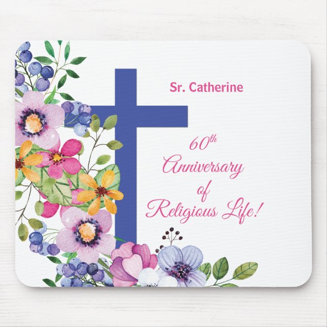 Alfombrilla De Ratón Personalizar, 60 Aniversario Nun Vida Religiosa (Frente)