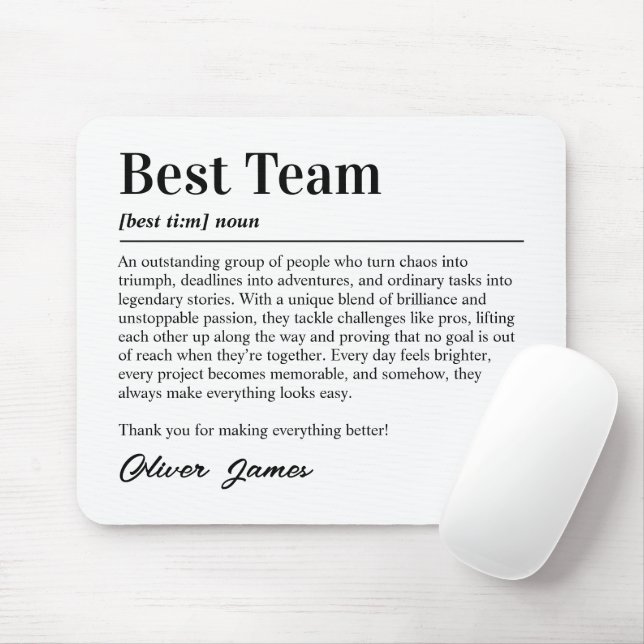 Alfombrilla De Ratón Personalized Best Team Definition Office Thank You (Con ratón)