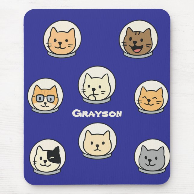 Alfombrilla De Ratón Personalized Catstronaut Mousepad With Name (Frente)