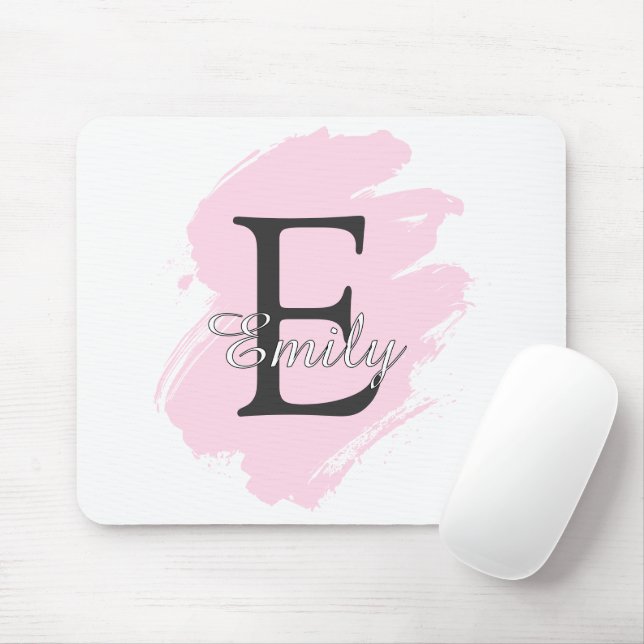 Alfombrilla De Ratón Personalized Dusty Rose Monogram Mouse Pad (Con ratón)
