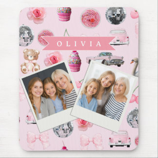 Alfombrilla De Ratón Personalized Pink Coquette Retro Cute Teddy Bear 