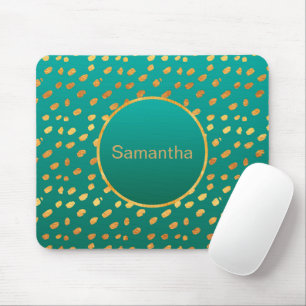 Alfombrilla De Ratón Personalized Teal and Gold Monogram Mousepad