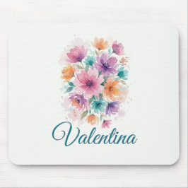 Alfombrilla De Ratón Personalized Watercolor Floral Name Mousepad