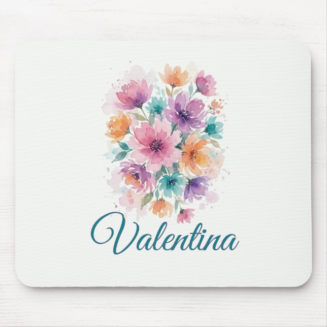 Alfombrilla De Ratón Personalized Watercolor Floral Name Mousepad (Frente)