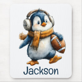 Alfombrilla De Ratón Personalized Winter Penguin Football Kid