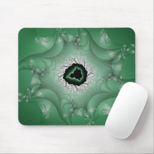 Alfombrilla De Ratón Pesadillas Arte fractal verde y blanco