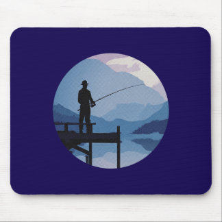 Alfombrilla De Ratón Pesca al Crepúsculo Matutino Azul