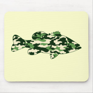 Alfombrilla De Ratón Pesca de la lubina verde de Camo