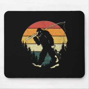 Alfombrilla De Ratón Pesca de pie grande Funny Sasquatch Pescado Sunset