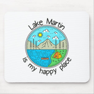 Alfombrilla De Ratón Pesca en Barco Camping - Mi Lugar Feliz Lago Mart