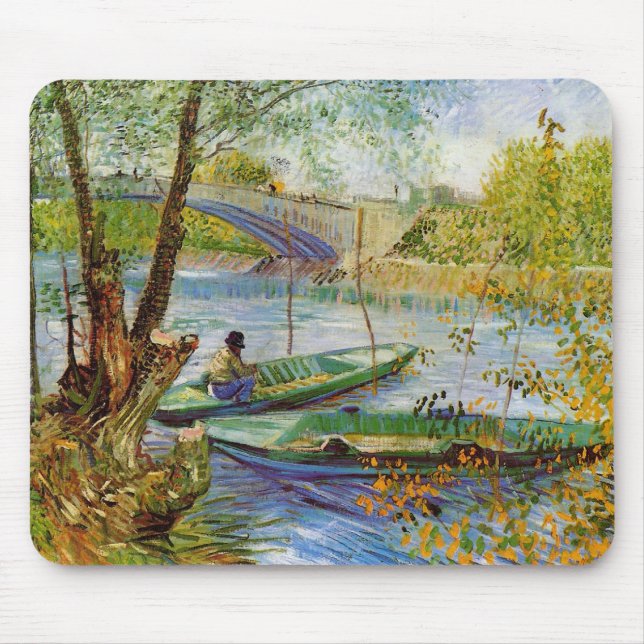 Alfombrilla De Ratón Pesca en primavera, Vincent van Gogh (F354) (Frente)