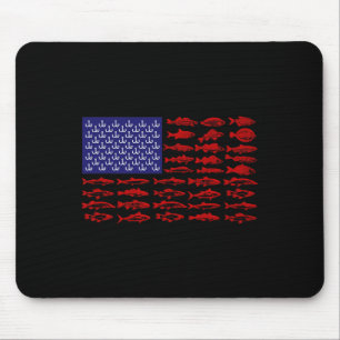 Alfombrilla De Ratón Pescado Bandera Americana Patriótico Pescar 4 De J