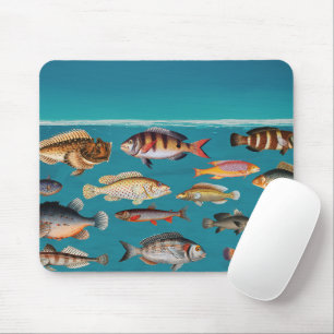 Alfombrilla De Ratón Pescado colorido bajo el agua del océano azul