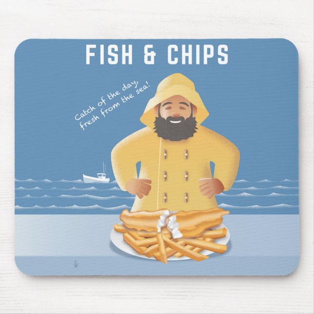Alfombrilla De Ratón Pescado con Patatas Fritas (Frente)