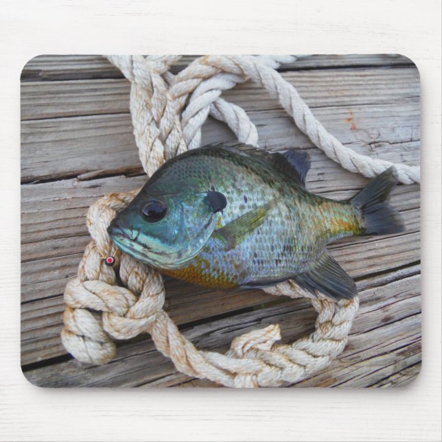 Alfombrilla De Ratón Pescado de aleta azul en el muelle y en la cuerda (Frente)