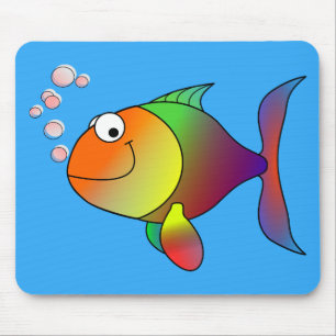 Alfombrilla De Ratón Pescado de oro alegre, azul claro