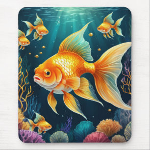 Alfombrilla De Ratón Pescado de oro en aguas submarinas