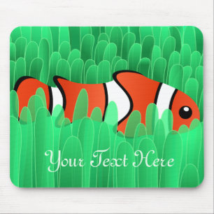 Alfombrilla De Ratón Pescado de Payaso y hermosa anémona verde del mar