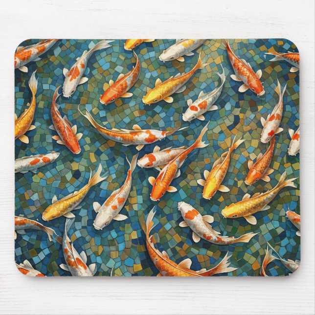 Alfombrilla De Ratón Pescado Koi en el Mosaico del Estanque Serene (Frente)