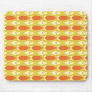 Alfombrilla De Ratón Pescado moderno, amarillo y naranja