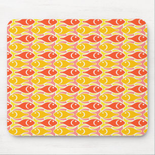Alfombrilla De Ratón Pescado moderno de medio siglo, naranja de mandari
