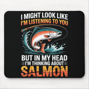 Alfombrilla De Ratón Pescador Angler Pensando en la Pesca de Salmón