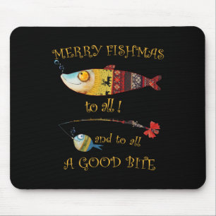 Alfombrilla De Ratón Pescador de Navidad Feliz Fishmas a todos los que