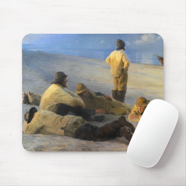 Alfombrilla De Ratón Pescadores en la playa de Skagen, por Peder Severi (Con ratón)