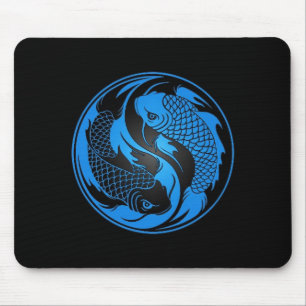 Alfombrilla De Ratón Pescados azules y negros de Yin Yang Koi