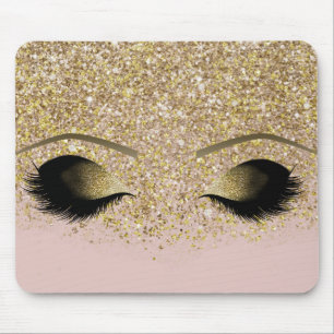Alfombrilla De Ratón Pestañas de Maquillaje Glam Modernas con Brillo Ro