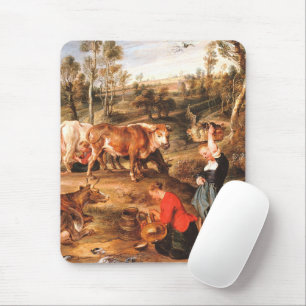 Alfombrilla De Ratón Peter Paul Rubens Milkmaids con ganado en tierra