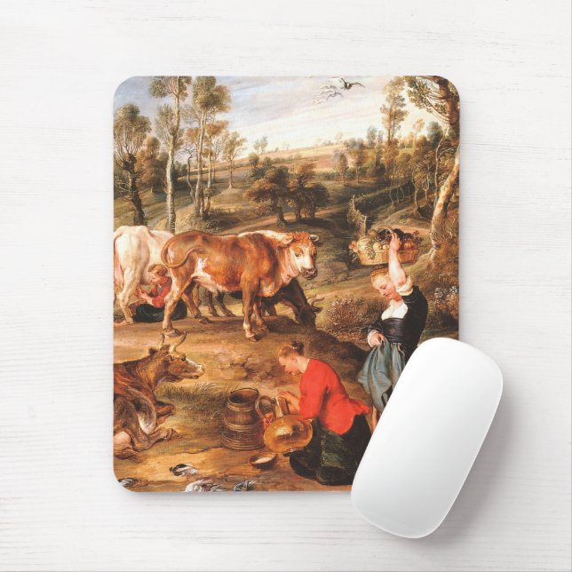 Alfombrilla De Ratón Peter Paul Rubens Milkmaids con ganado en tierra (Con ratón)