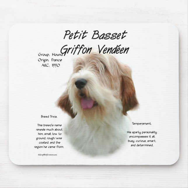 Alfombrilla De Ratón Petit Basset Griffon Vendeen Historial Diseño (Frente)
