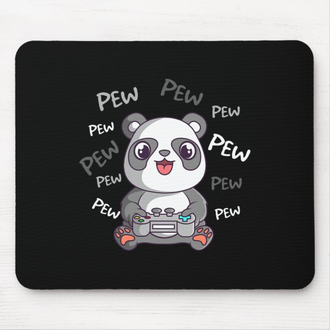 Alfombrilla De Ratón Pew Pew Pew Cute Panda Video Gaming Gamer (Frente)