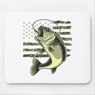 Alfombrilla De Ratón Pez B Pesca Usa Bandera Americana Camuflaje Pescad