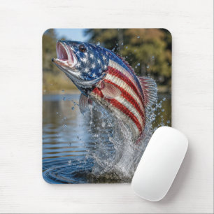 Alfombrilla De Ratón Pez de bandera americana saltando fuera del agua