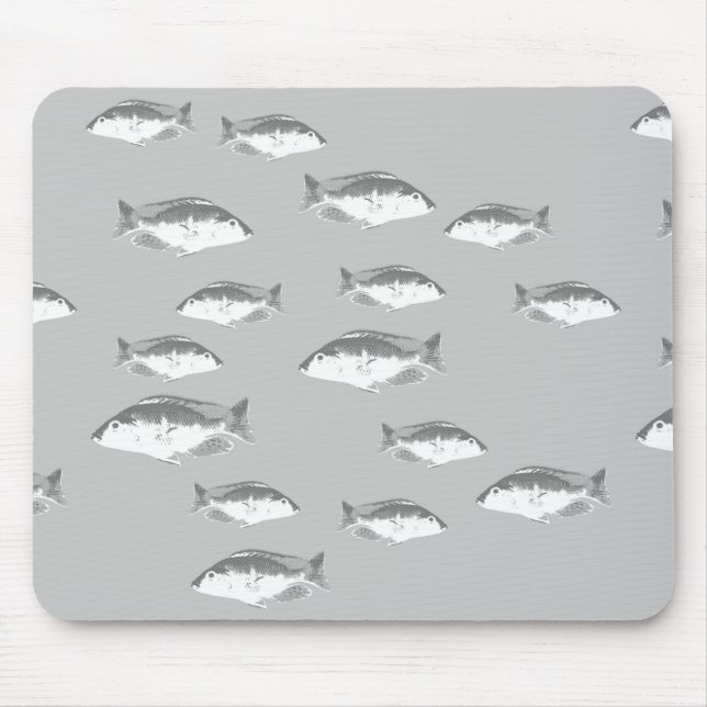 Alfombrilla De Ratón Pez gris monocromo (Frente)