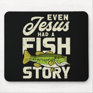 Alfombrilla De Ratón Pez Jesús Historia Pescador Dios Cristo Pesca Cris